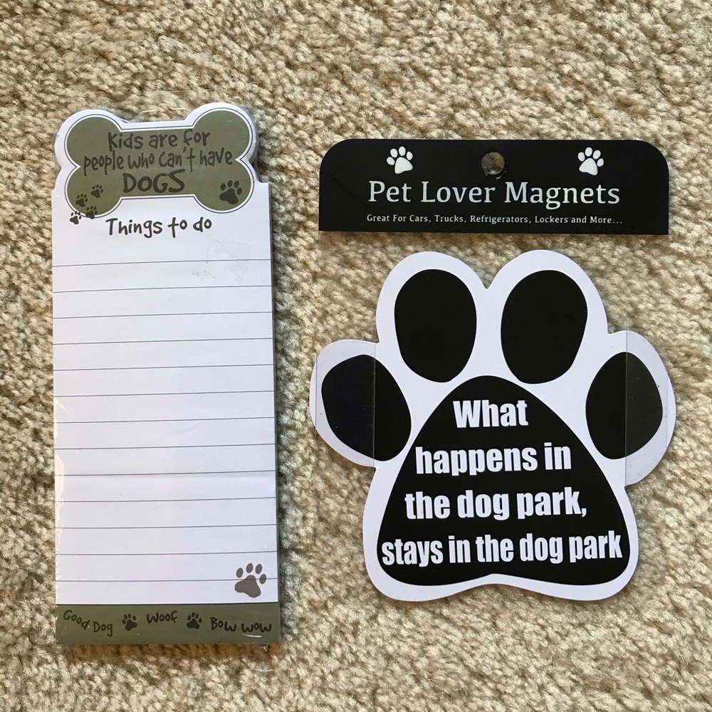 Dog Bone Things To Do Magnetic Notepad + Pawprint Pet Lover Magnet Bundle